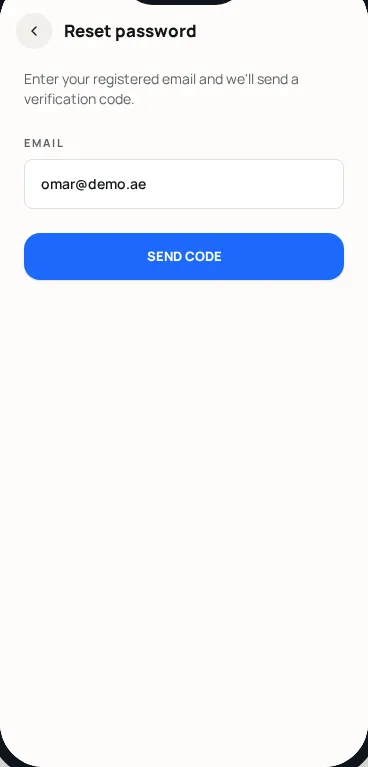 Forgot screen mockup