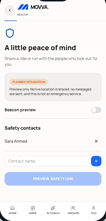 Beacon screen mockup