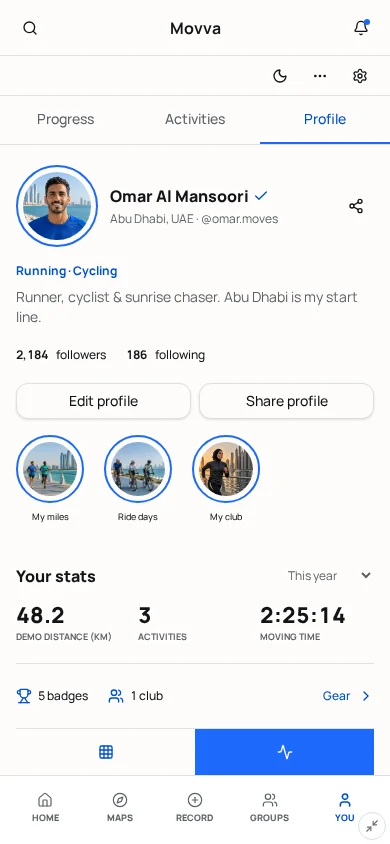 Profile screen mockup