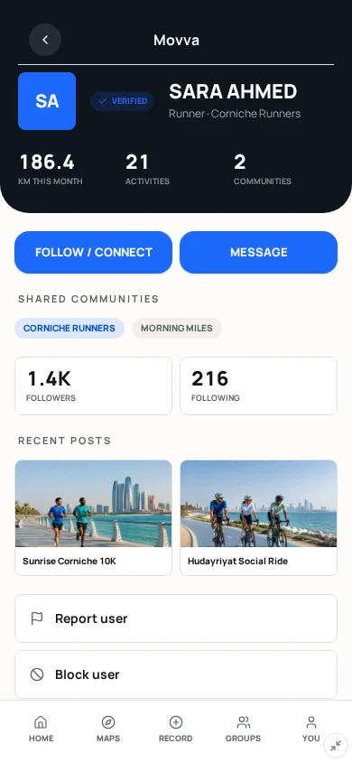 Athlete Profile screen mockup