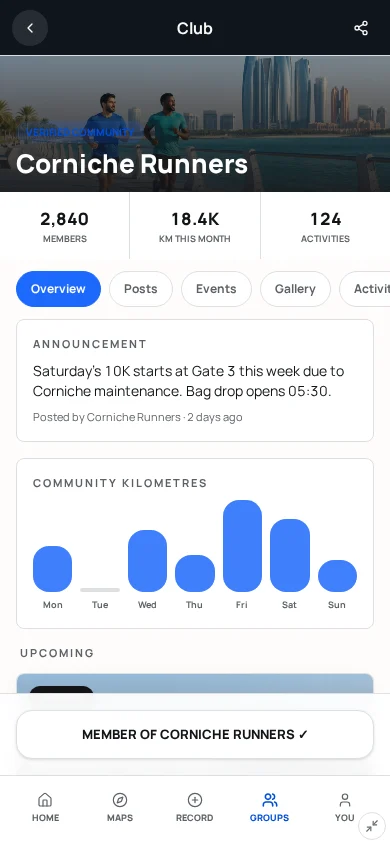 Community screen mockup