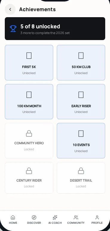 Achievements screen mockup