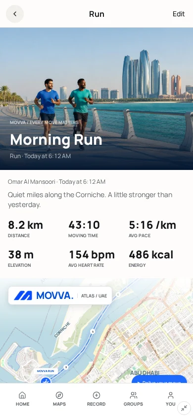 Workout screen mockup