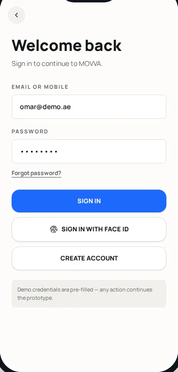 Login screen mockup