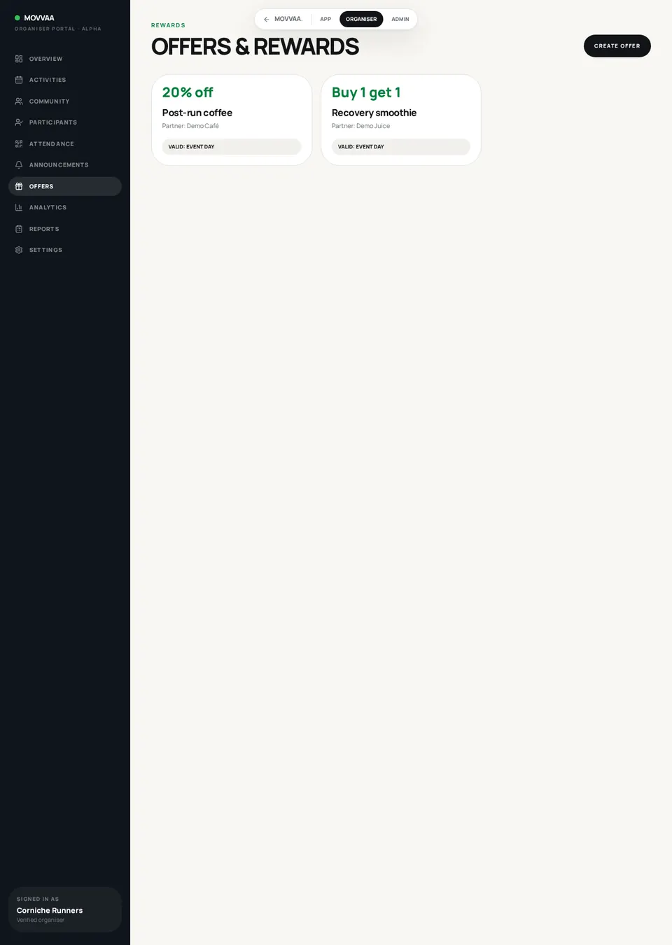 Offers screen mockup