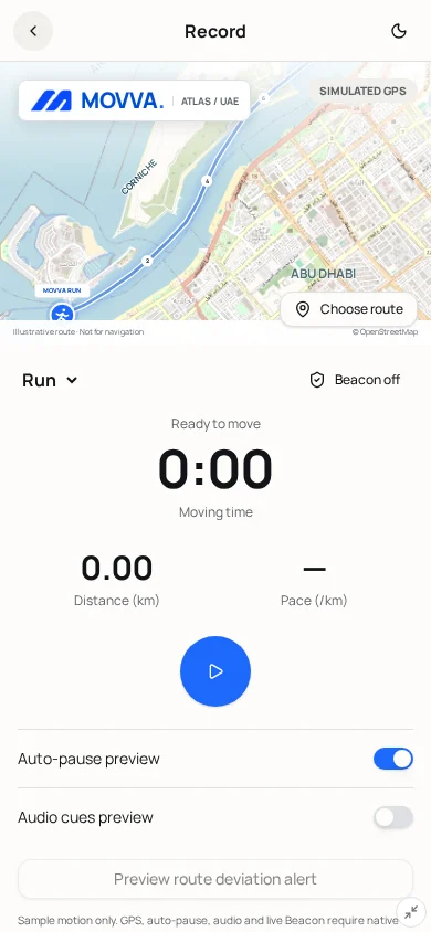 Live Move Tracker screen mockup