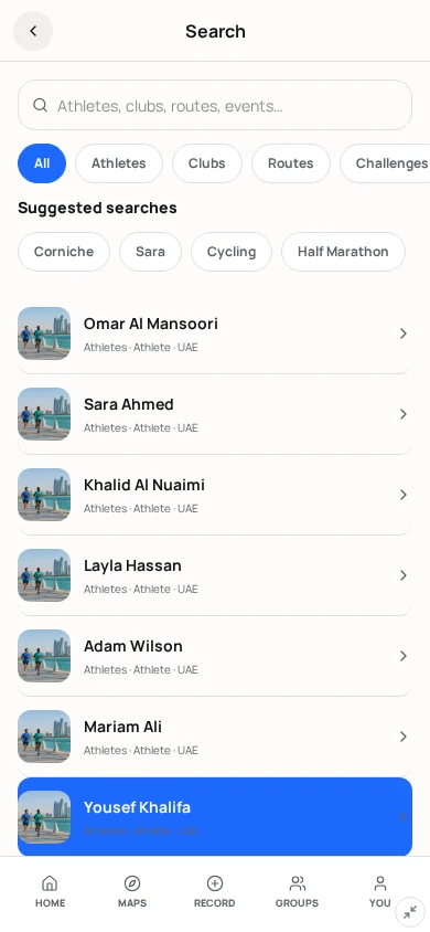 Search screen mockup
