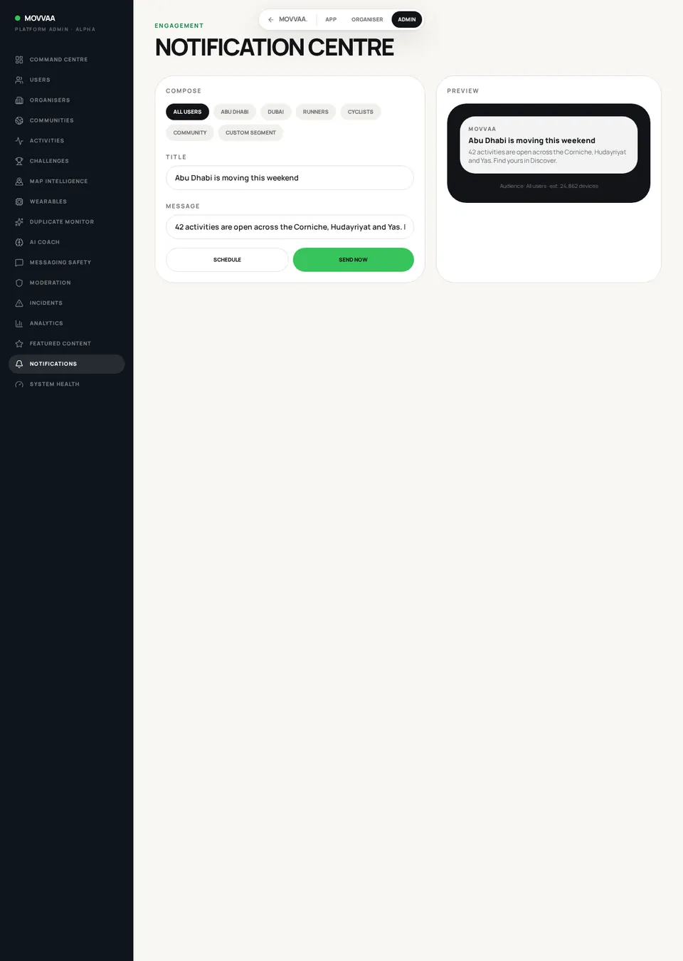 Notifications screen mockup